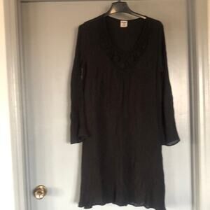 Women's Wrangler Scoop Neck Embroidered Black  Maxi Dress Sz Large Whimsygoth